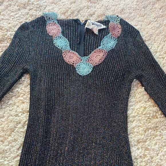 Vintage Sparkly Knit Long Dress - Picture 2 of 5